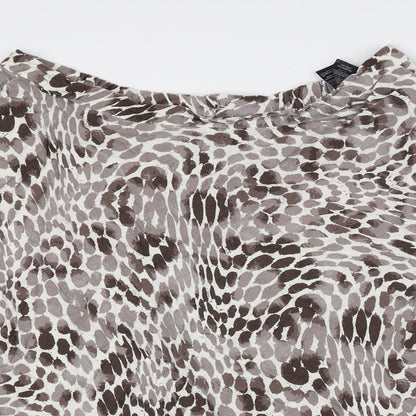 Classic Womens Brown Geometric Flax Flare Skirt Size 16 Zip