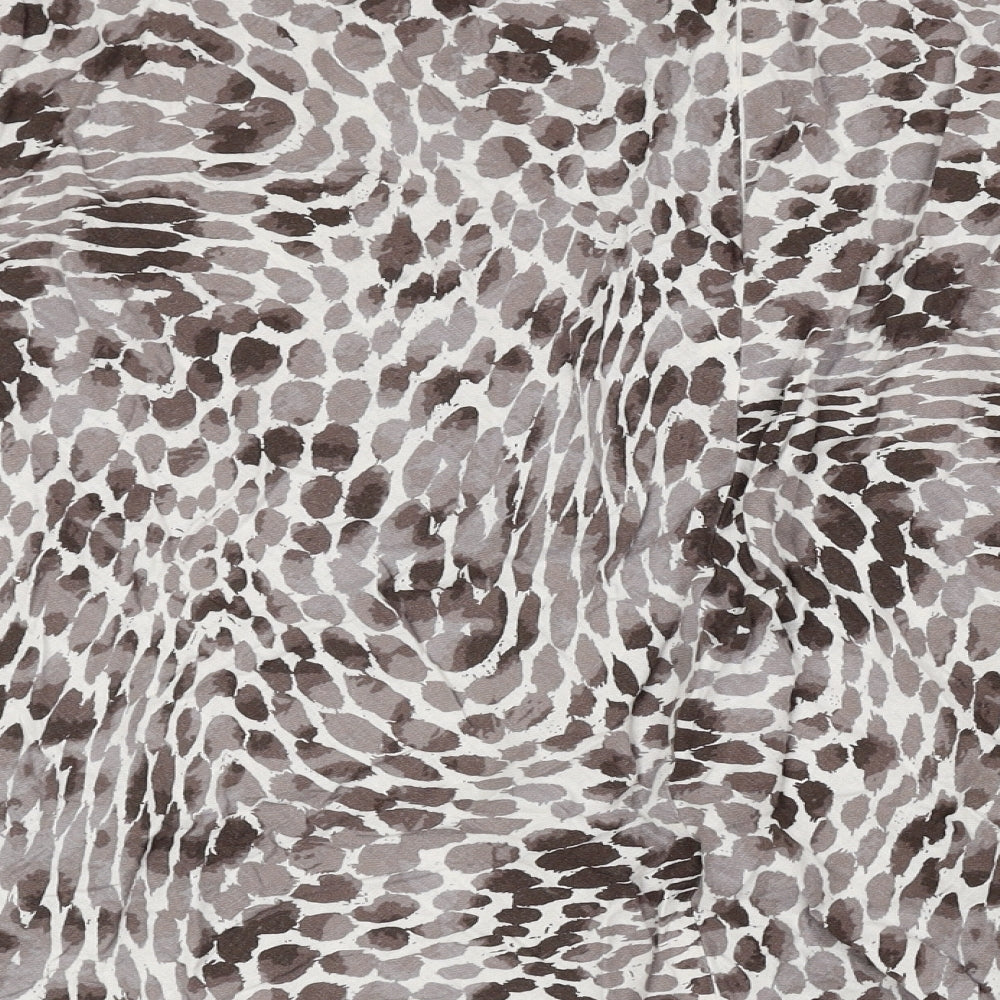 Classic Womens Brown Geometric Flax Flare Skirt Size 16 Zip