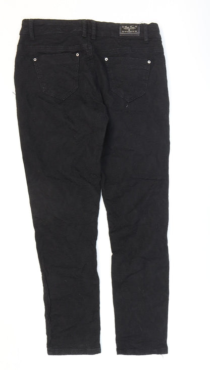 Onado Woman Womens Black Geometric Cotton Skinny Jeans Size 10 L27 in Regular Zip - Damaske