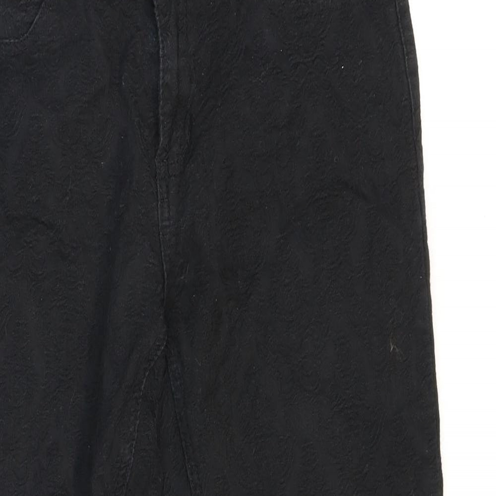 Onado Woman Womens Black Geometric Cotton Skinny Jeans Size 10 L27 in Regular Zip - Damaske