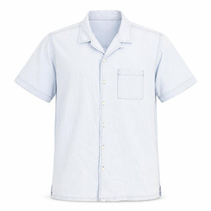 Mens UK Size L Easy Blue  Button-Up Short Sleeve Casual Shirt
