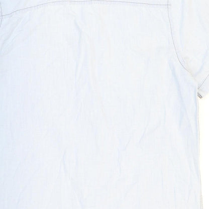 Mens UK Size L Easy Blue  Button-Up Short Sleeve Casual Shirt
