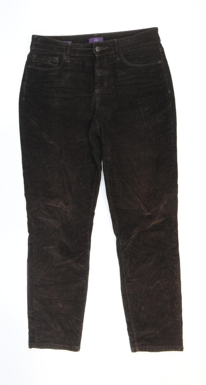NYJD Womens Brown Cotton Chino Trousers Size 6 L26 in Regular Zip