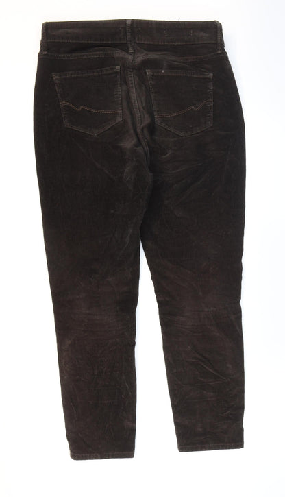 NYJD Womens Brown Cotton Chino Trousers Size 6 L26 in Regular Zip