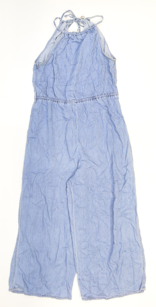 River Island Womens Blue Viscose Jumpsuit One-Piece Size 8 L22 in Zip