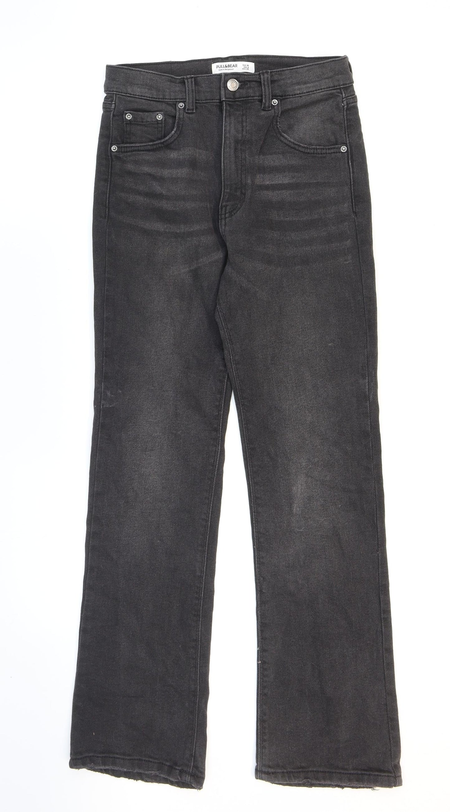Pull&Bear Womens Black Cotton Straight Jeans Size 6 L27 in Regular Zip