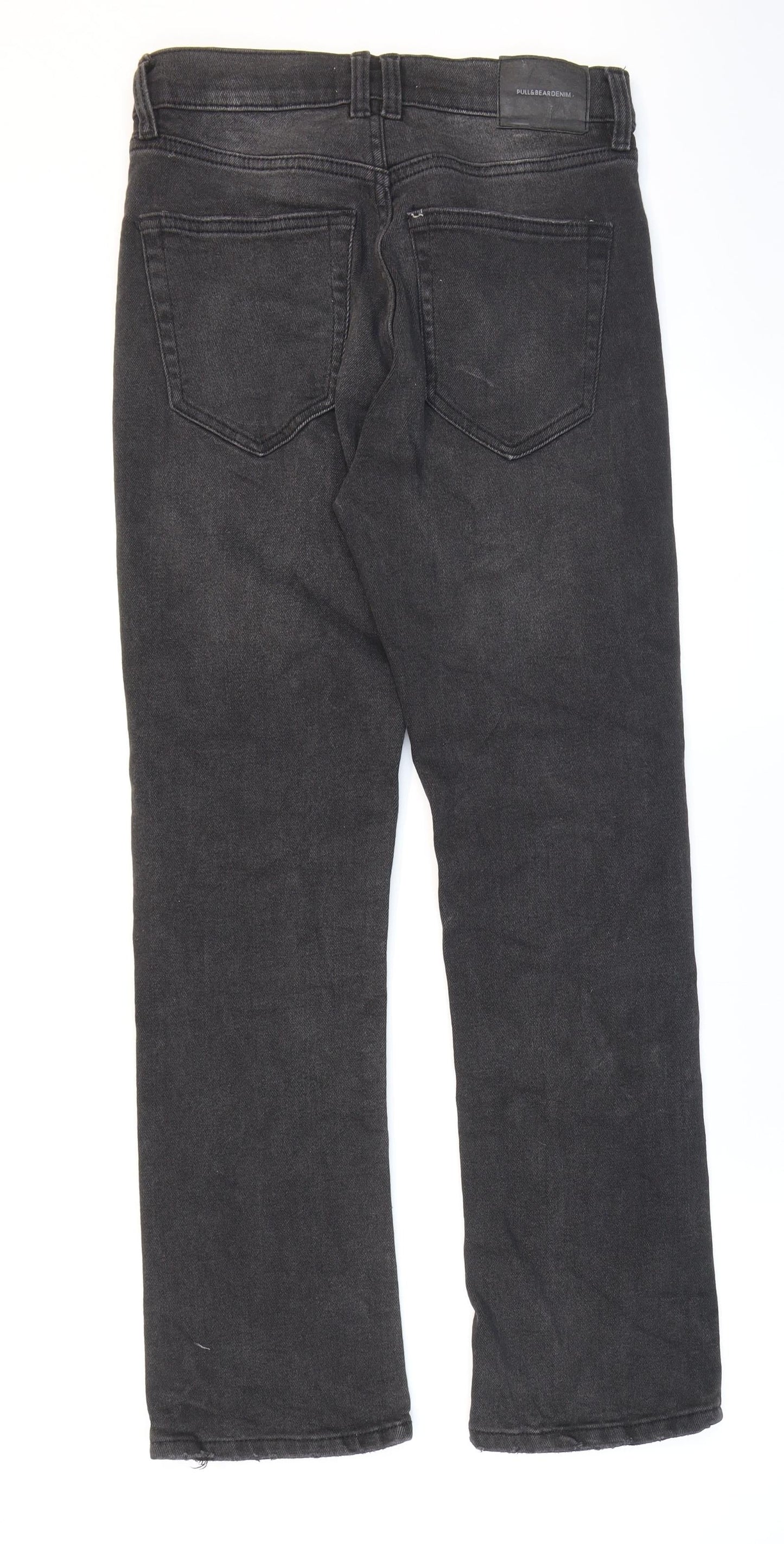 Pull&Bear Womens Black Cotton Straight Jeans Size 6 L27 in Regular Zip