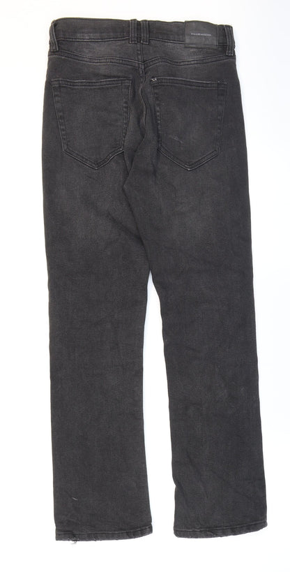 Pull&Bear Womens Black Cotton Straight Jeans Size 6 L27 in Regular Zip