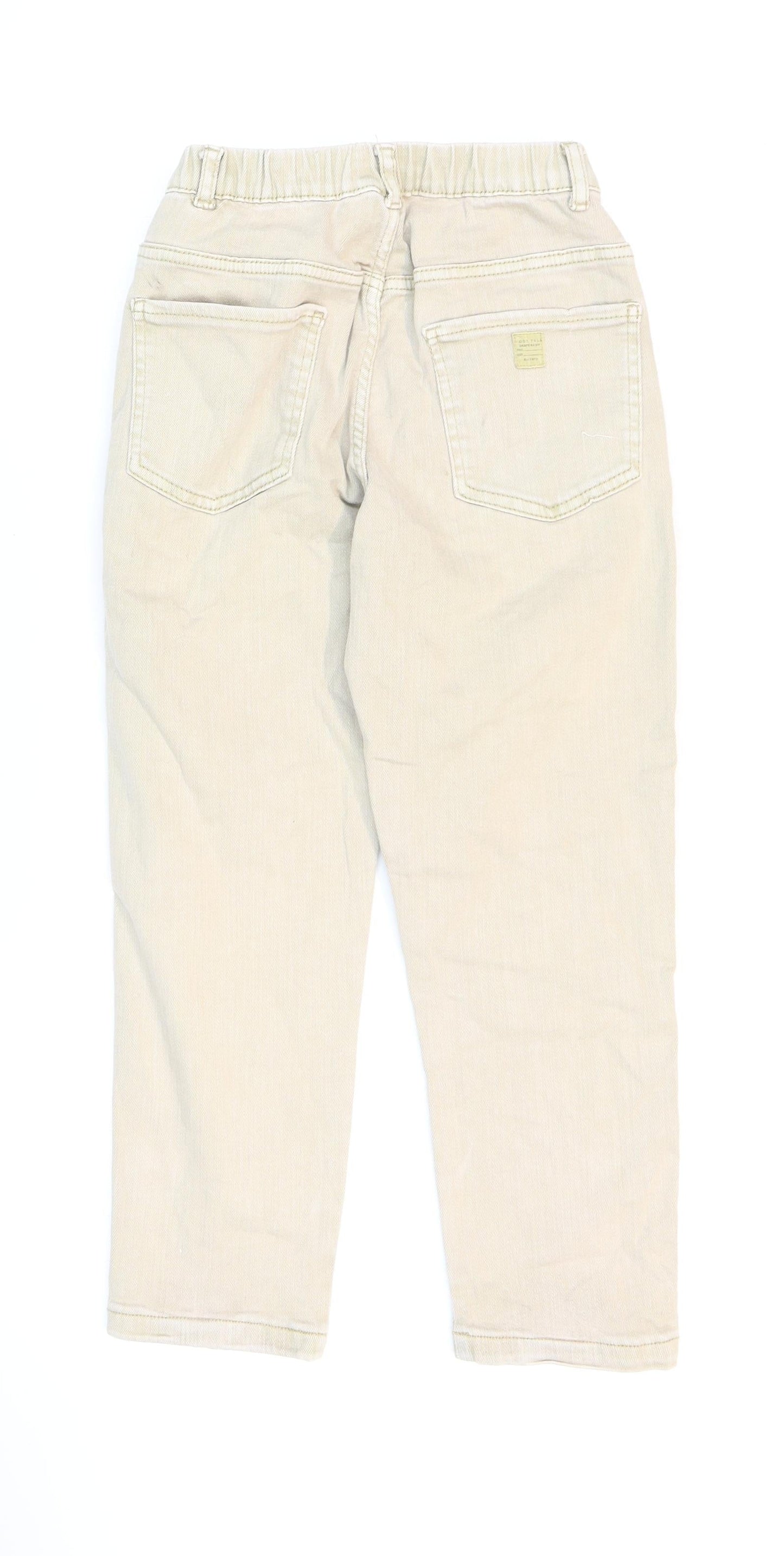 Zara Girls Ivory Cotton Straight Jeans Size 8 Years Regular Zip