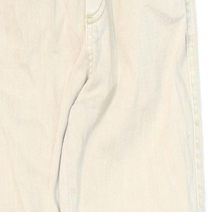Zara Girls Ivory Cotton Straight Jeans Size 8 Years Regular Zip