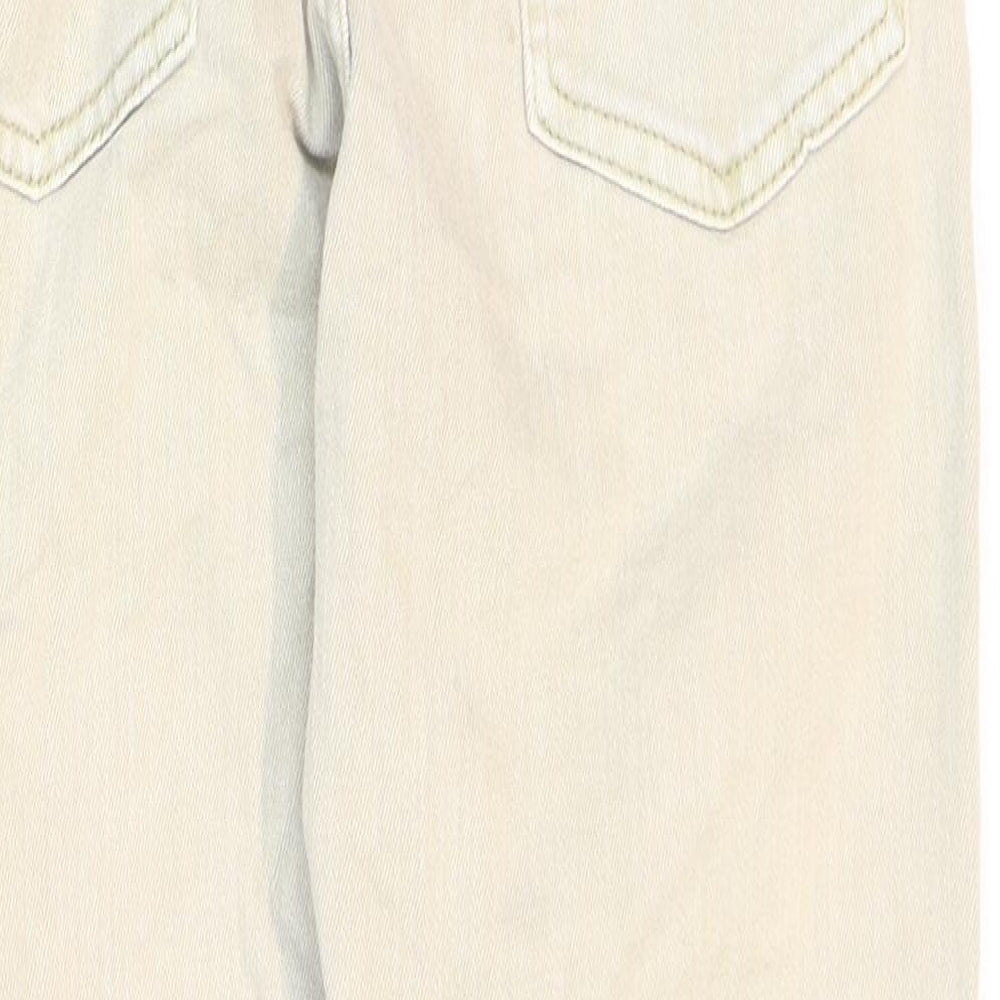 Zara Girls Ivory Cotton Straight Jeans Size 8 Years Regular Zip