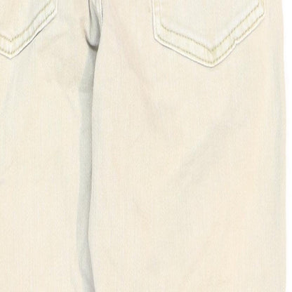 Zara Girls Ivory Cotton Straight Jeans Size 8 Years Regular Zip