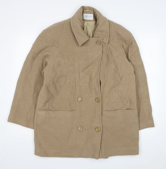 Classic Woman Womens Beige Pea Coat Coat Size 14 Button