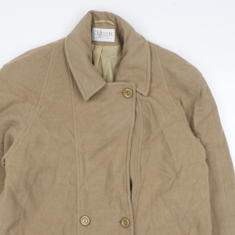 Classic Woman Womens Beige Pea Coat Coat Size 14 Button