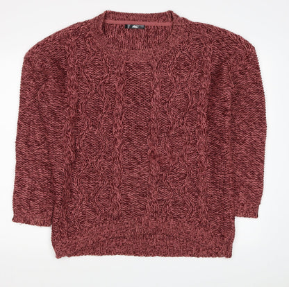 MiM Womens Red Round Neck Acrylic Pullover Jumper Size XL