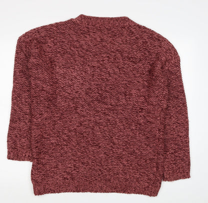 MiM Womens Red Round Neck Acrylic Pullover Jumper Size XL