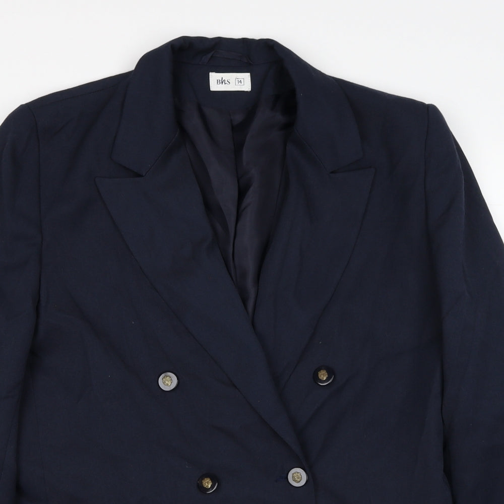 BHS Womens Blue Polyester Jacket Blazer Size 14