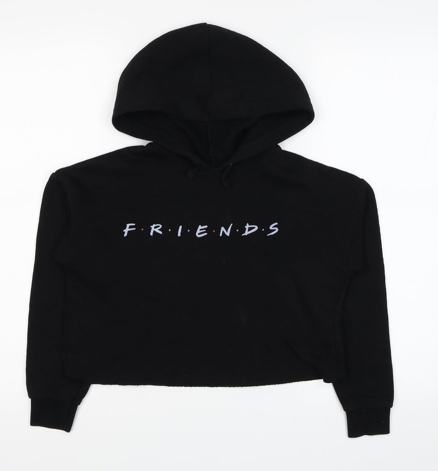 New Look Girls Black Cotton Pullover Hoodie Size 10-11 Years Pullover - Friends