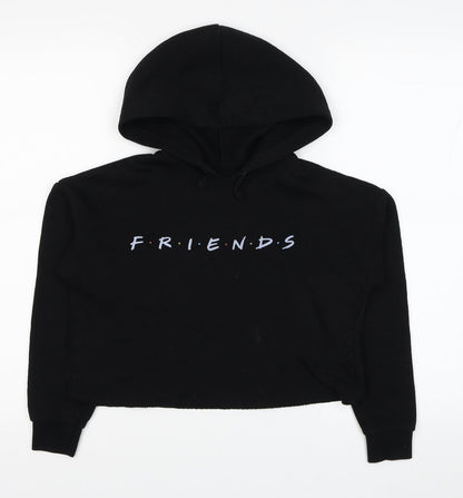 New Look Girls Black Cotton Pullover Hoodie Size 10-11 Years Pullover - Friends