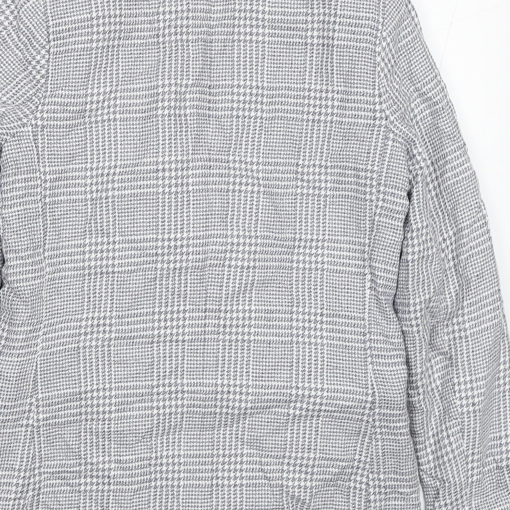 H&M Womens Grey Plaid Jacket Blazer Size 8 Button