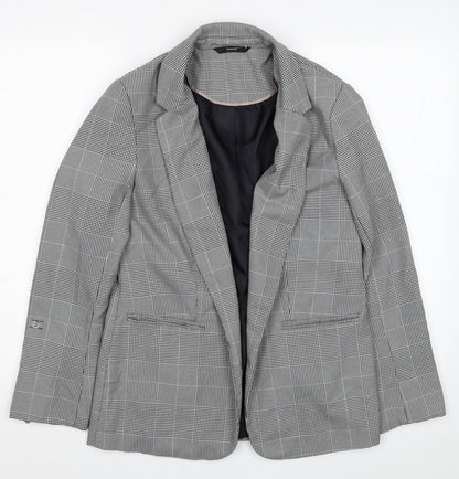 George Womens Black Plaid Jacket Blazer Size 10