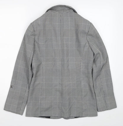 George Womens Black Plaid Jacket Blazer Size 10