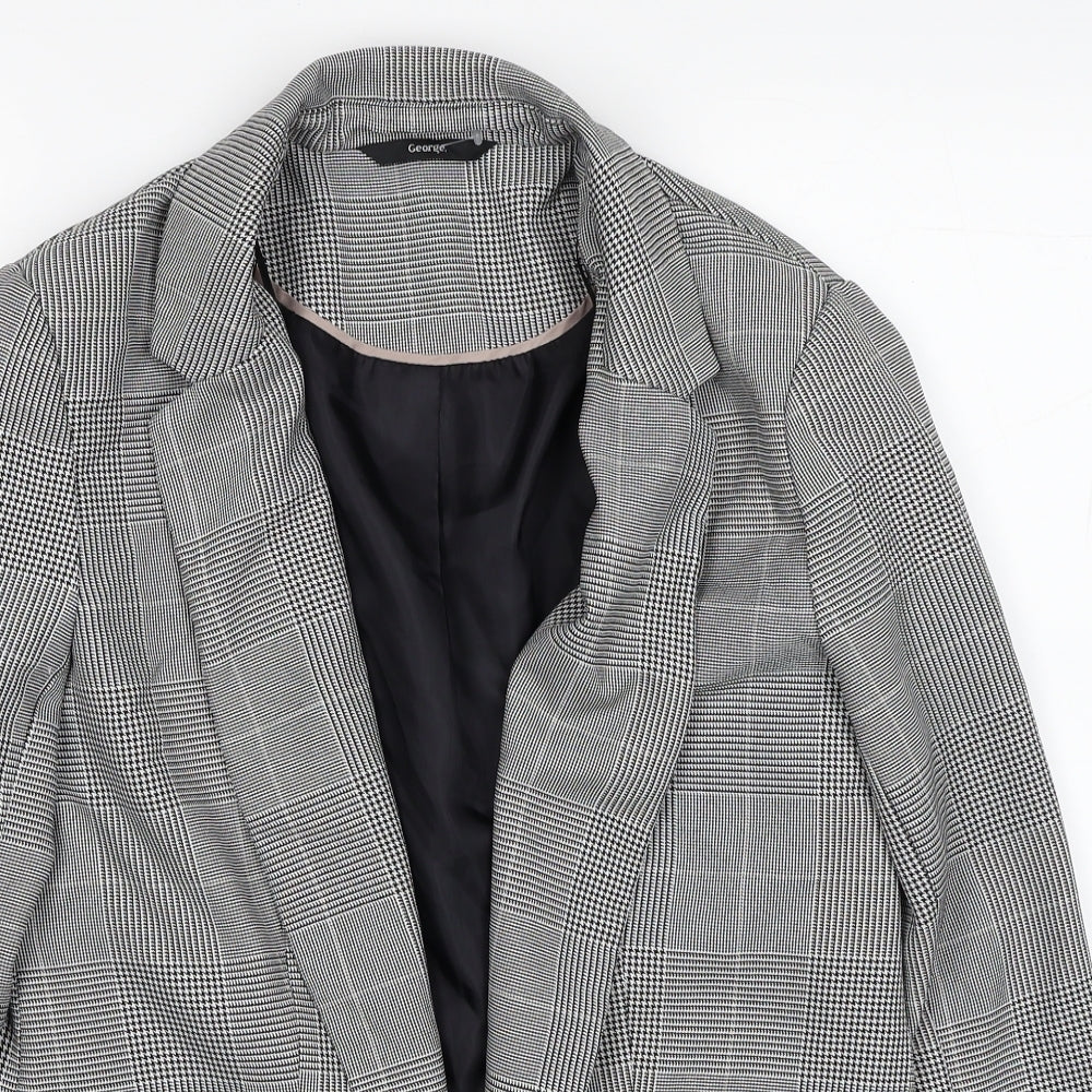 George Womens Black Plaid Jacket Blazer Size 10