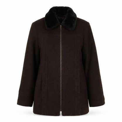 Para Womens Brown Pea Coat Coat Size M Zip