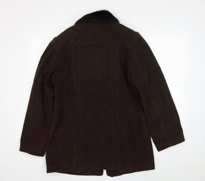 Para Womens Brown Pea Coat Coat Size M Zip