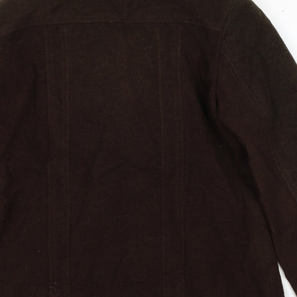 Para Womens Brown Pea Coat Coat Size M Zip
