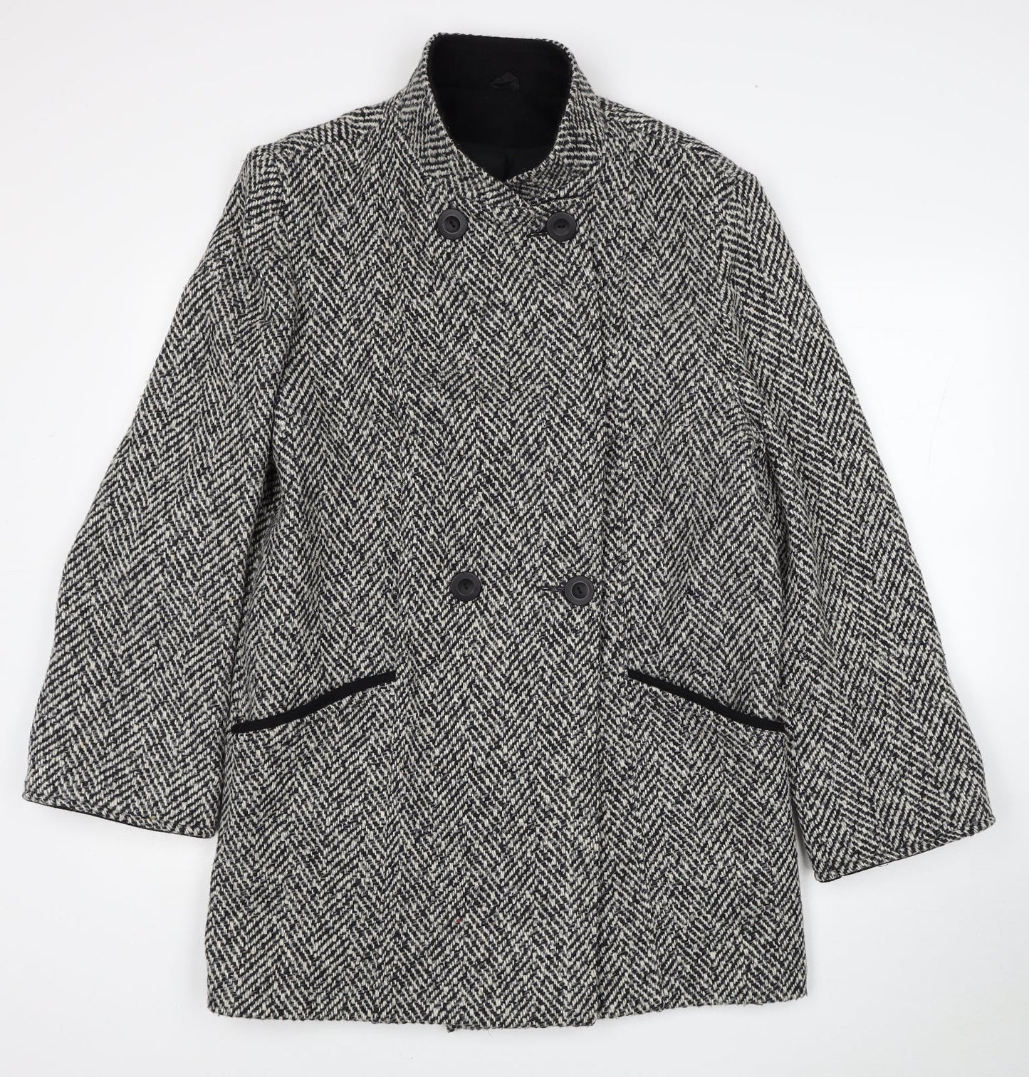 Womens UK Size 12 BHS Black Pea Coat