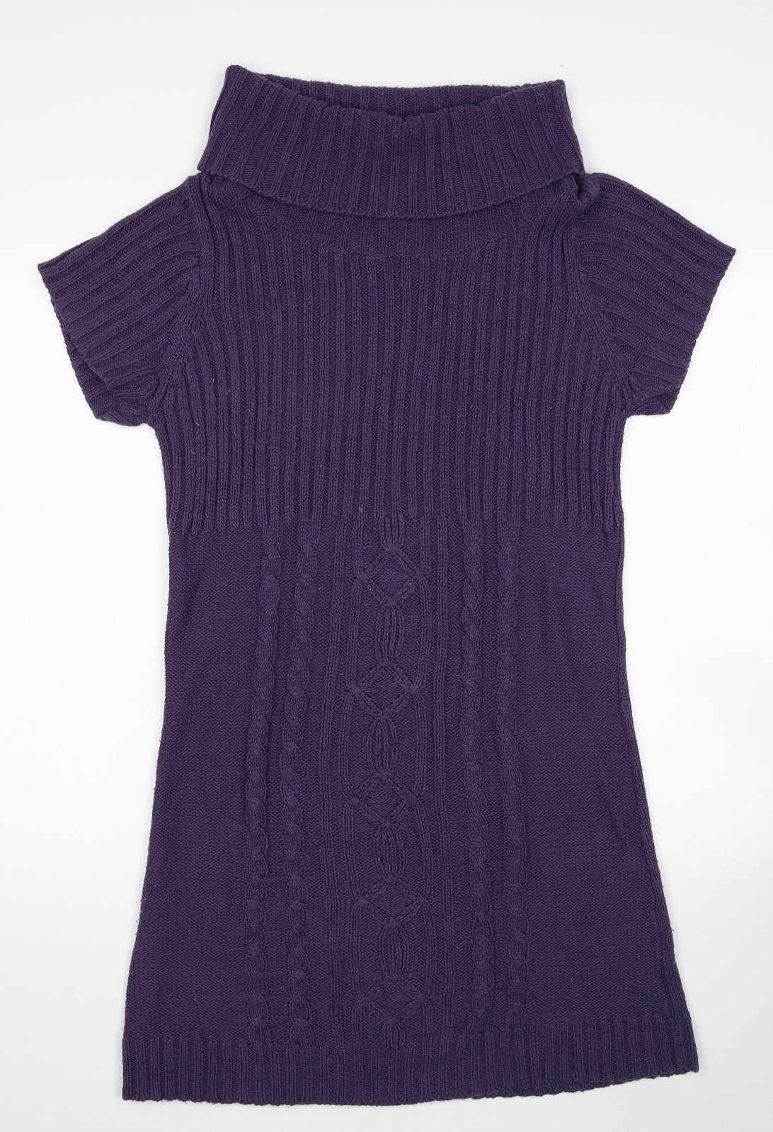 ESMARA Womens Purple Acrylic Jumper Dress Size 14 Roll Neck Pullover