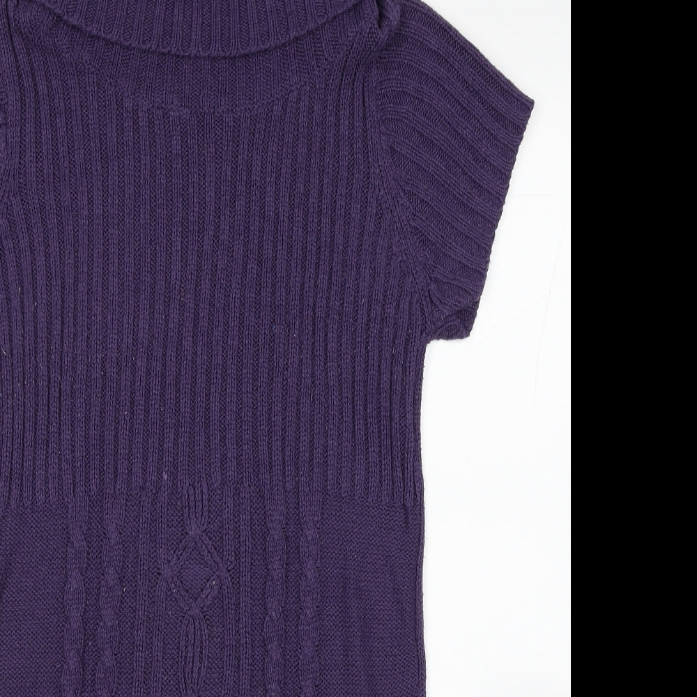 ESMARA Womens Purple Acrylic Jumper Dress Size 14 Roll Neck Pullover