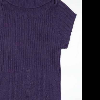 ESMARA Womens Purple Acrylic Jumper Dress Size 14 Roll Neck Pullover