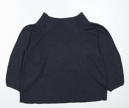 H&M Womens Blue Polyester Basic Blouse Size L Boat Neck