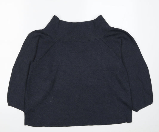 H&M Womens Blue Polyester Basic Blouse Size L Boat Neck