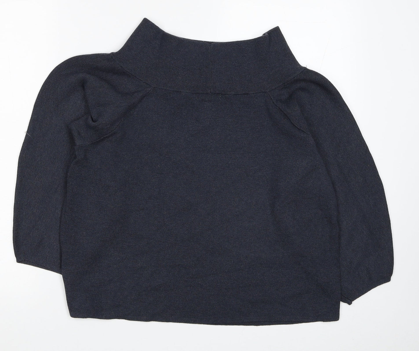 H&M Womens Blue Polyester Basic Blouse Size L Boat Neck