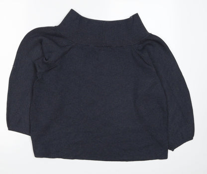 H&M Womens Blue Polyester Basic Blouse Size L Boat Neck