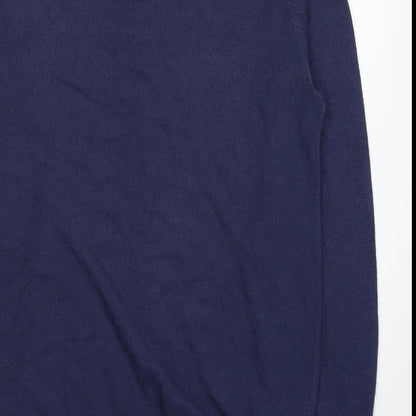 F&F Mens Blue V-Neck Acrylic Pullover Jumper Size S