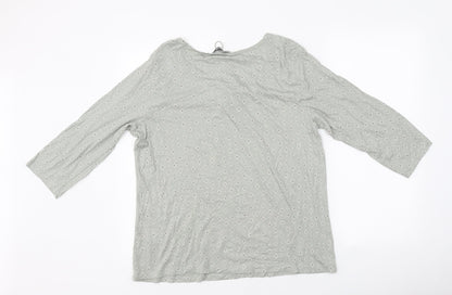 Bonmarché Womens Green Geometric Polyester Jersey T-Shirt Size 16 V-Neck