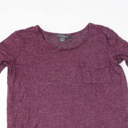 Primark Womens Purple Polyester Basic T-Shirt Size XS Round Neck