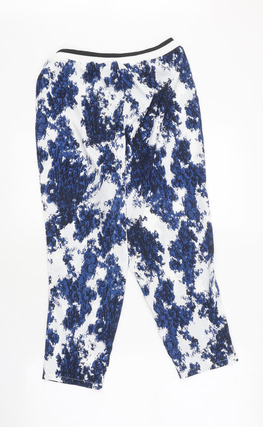 Only Womens Blue Geometric Polyester Capri Trousers Size 38 L28 in Regular