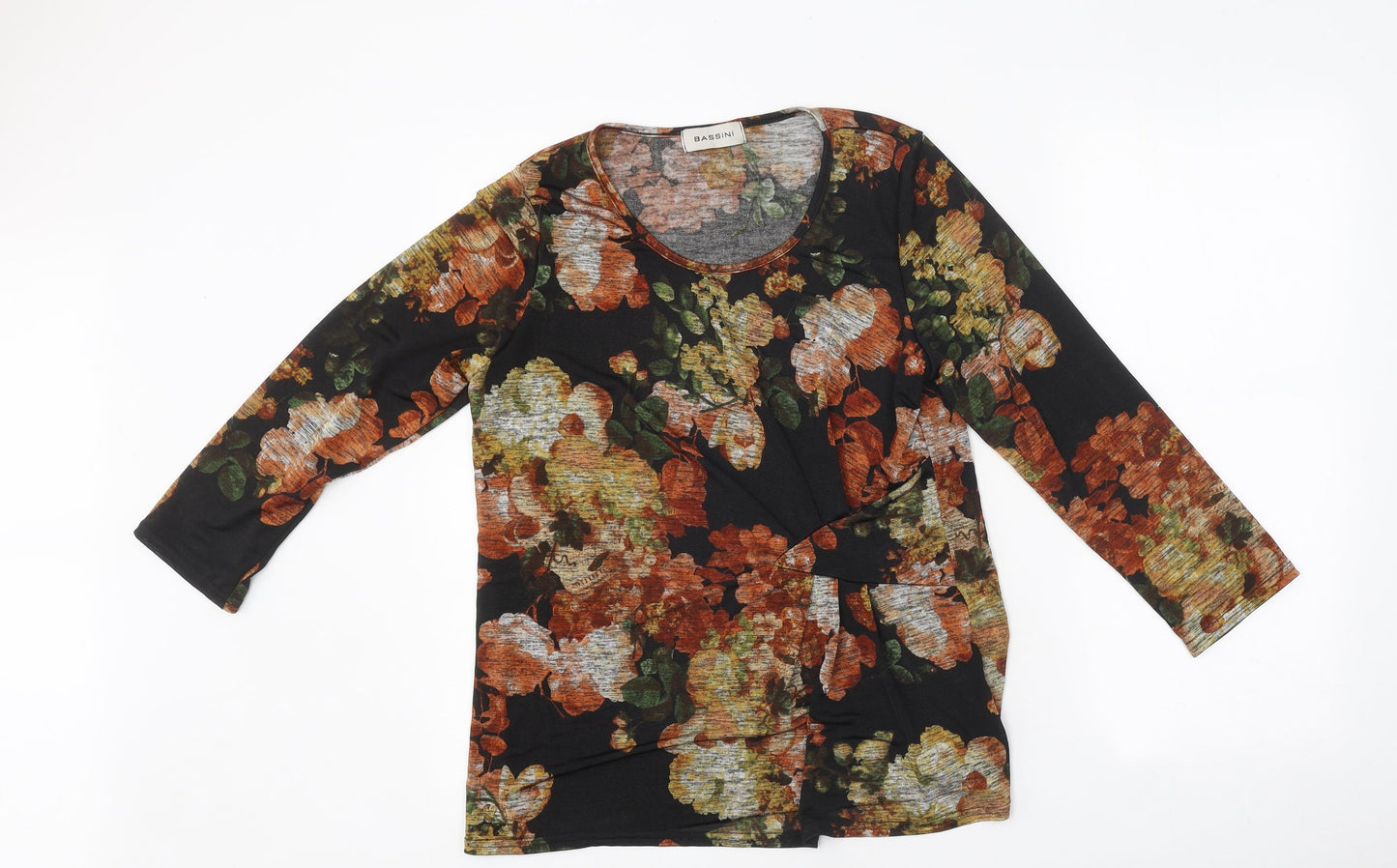 Bassino Womens Multicoloured Floral Polyester Jersey T-Shirt Size 12 Round Neck