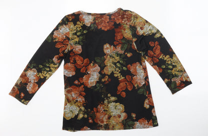 Bassino Womens Multicoloured Floral Polyester Jersey T-Shirt Size 12 Round Neck