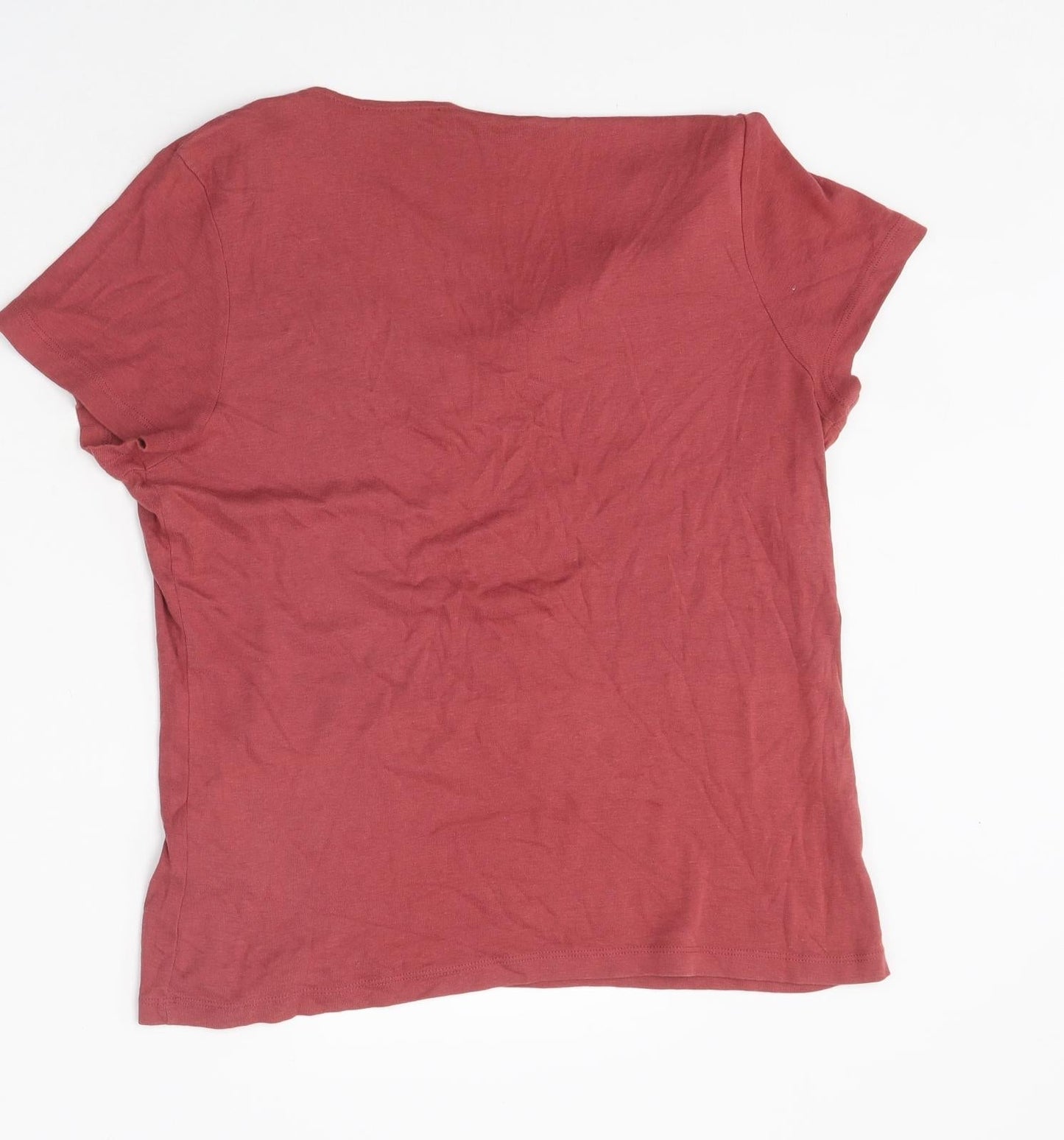 George Womens Red Polyester Basic T-Shirt Size 12 Round Neck