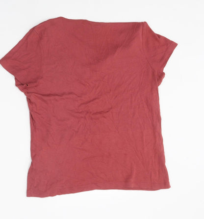 George Womens Red Polyester Basic T-Shirt Size 12 Round Neck
