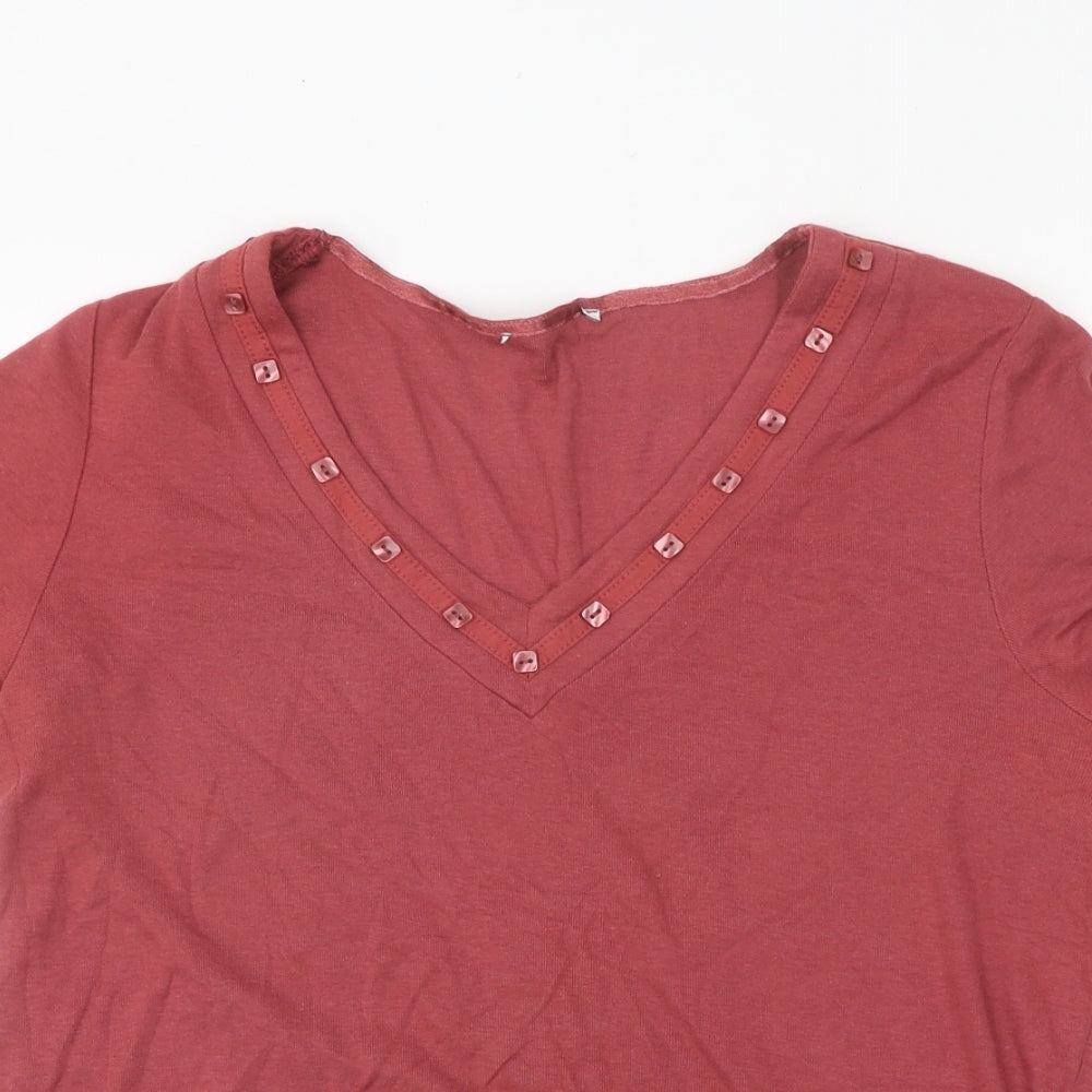 George Womens Red Polyester Basic T-Shirt Size 12 Round Neck