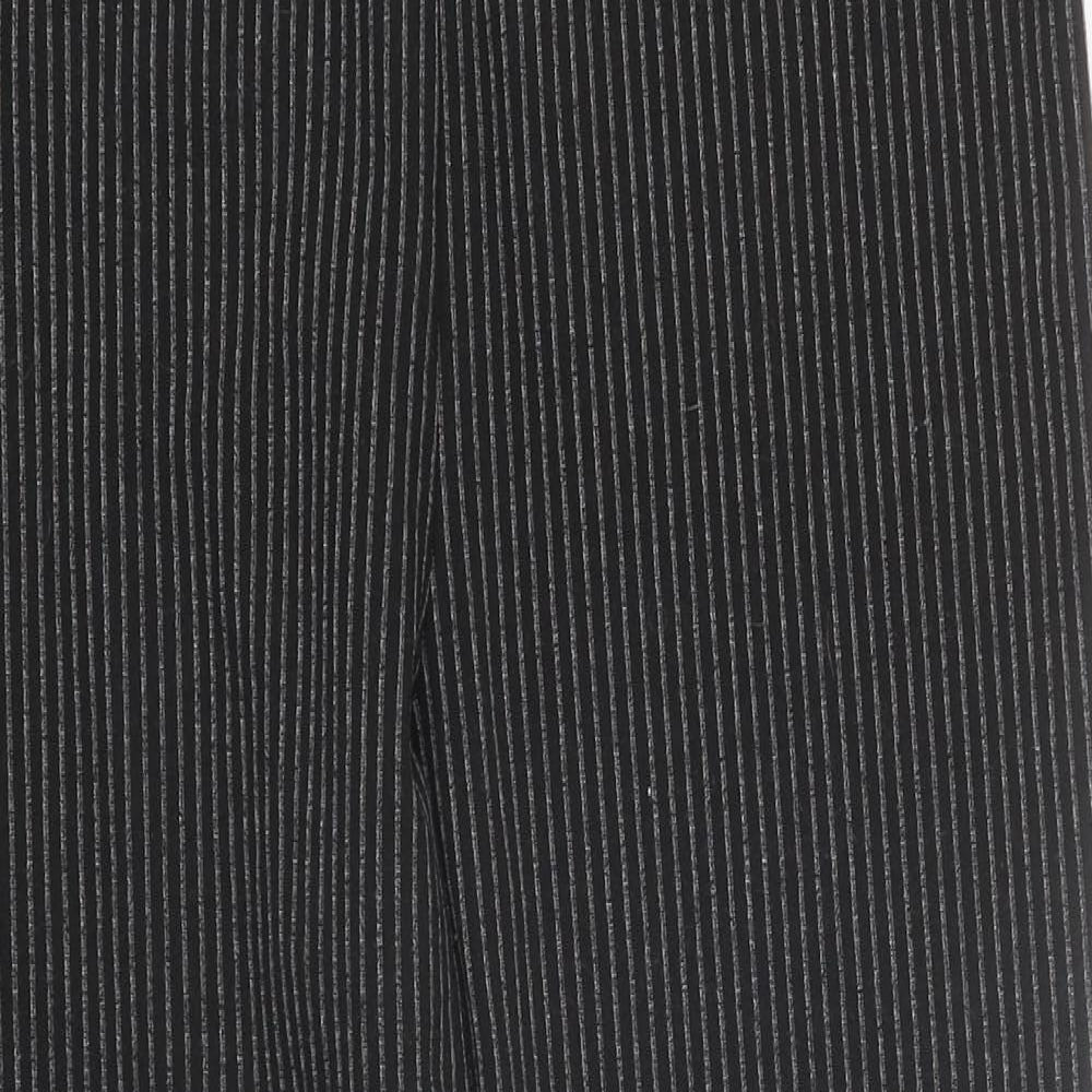 Papaya Mens Black Striped Polyester Trousers Size 18 L24 in Regular