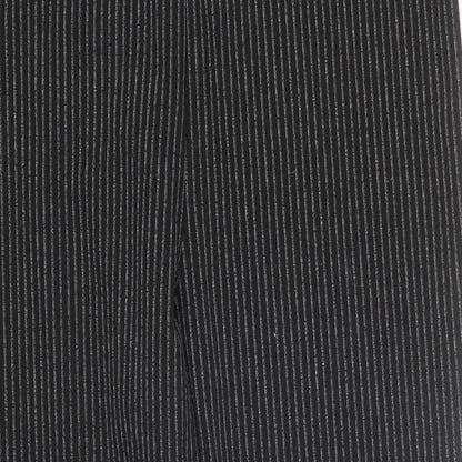 Papaya Mens Black Striped Polyester Trousers Size 18 L24 in Regular