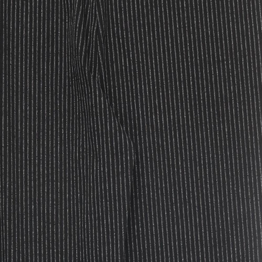 Papaya Mens Black Striped Polyester Trousers Size 18 L24 in Regular